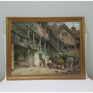 Vintage Framed "The Departure" Signed Frank Moss Bennett Prints 20x16